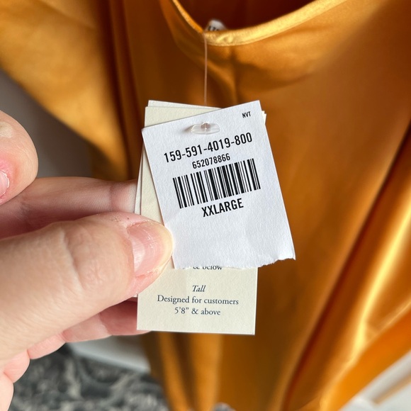 ABERCROMBIE & FITCH nwt Mustard Yellow Ruched Satin Slip Midi Dress - Picture 7 of 7